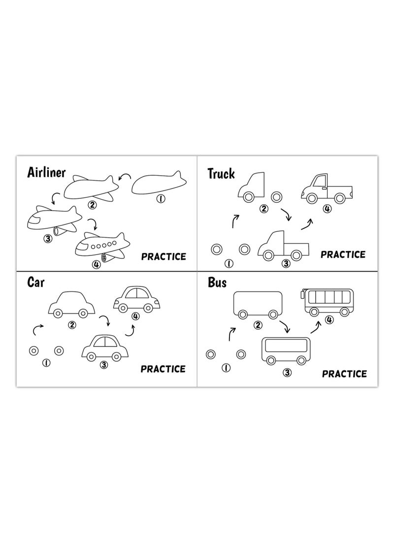 Capstro How to Draw Step-by-Step Drawing Book for Kids – Guided Sketch Practice for Early Art Skills, Creative Learning & Screen-Free Activity – Transportation Theme - Image 3
